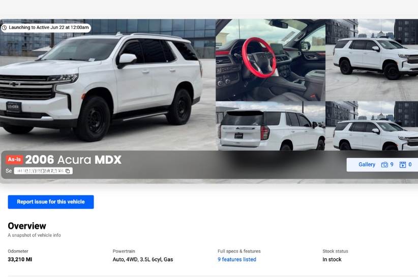 Vehicle details page.